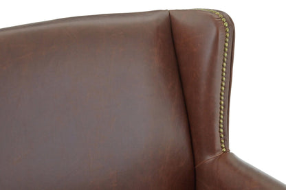 Richmond Brown Leather Effect Wing Armchair