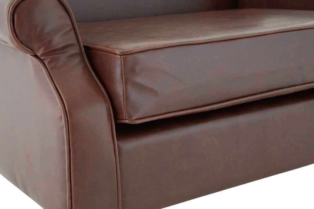 Richmond Brown Leather Effect Wing Armchair