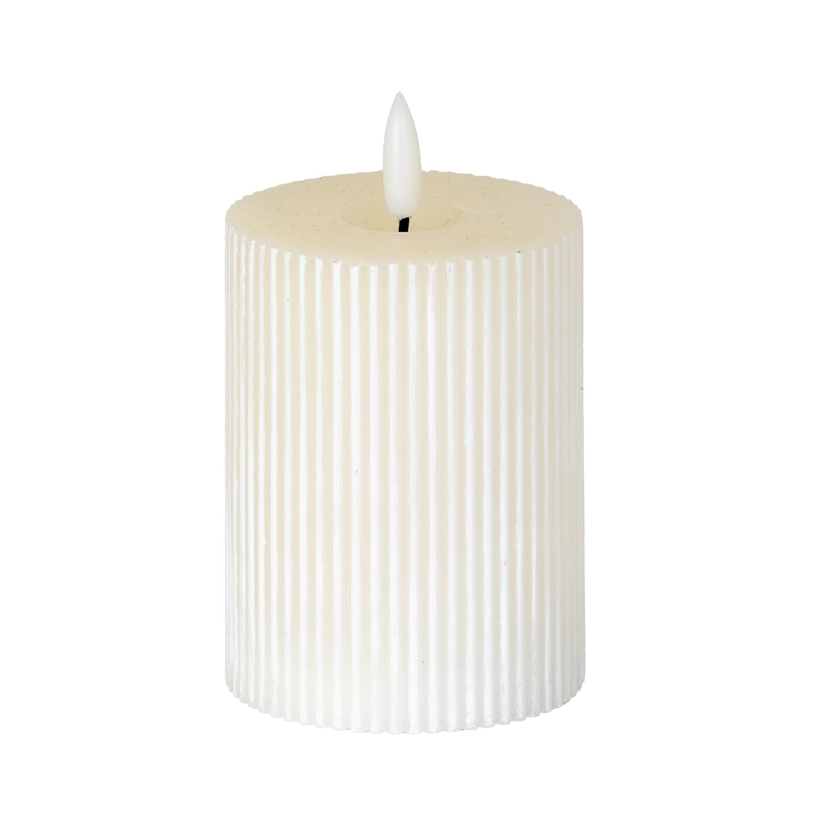 Luxe Collection Natural Glow 3x4 Textured Ribbed LED Candle - Candles from the Quanta Home collection.
