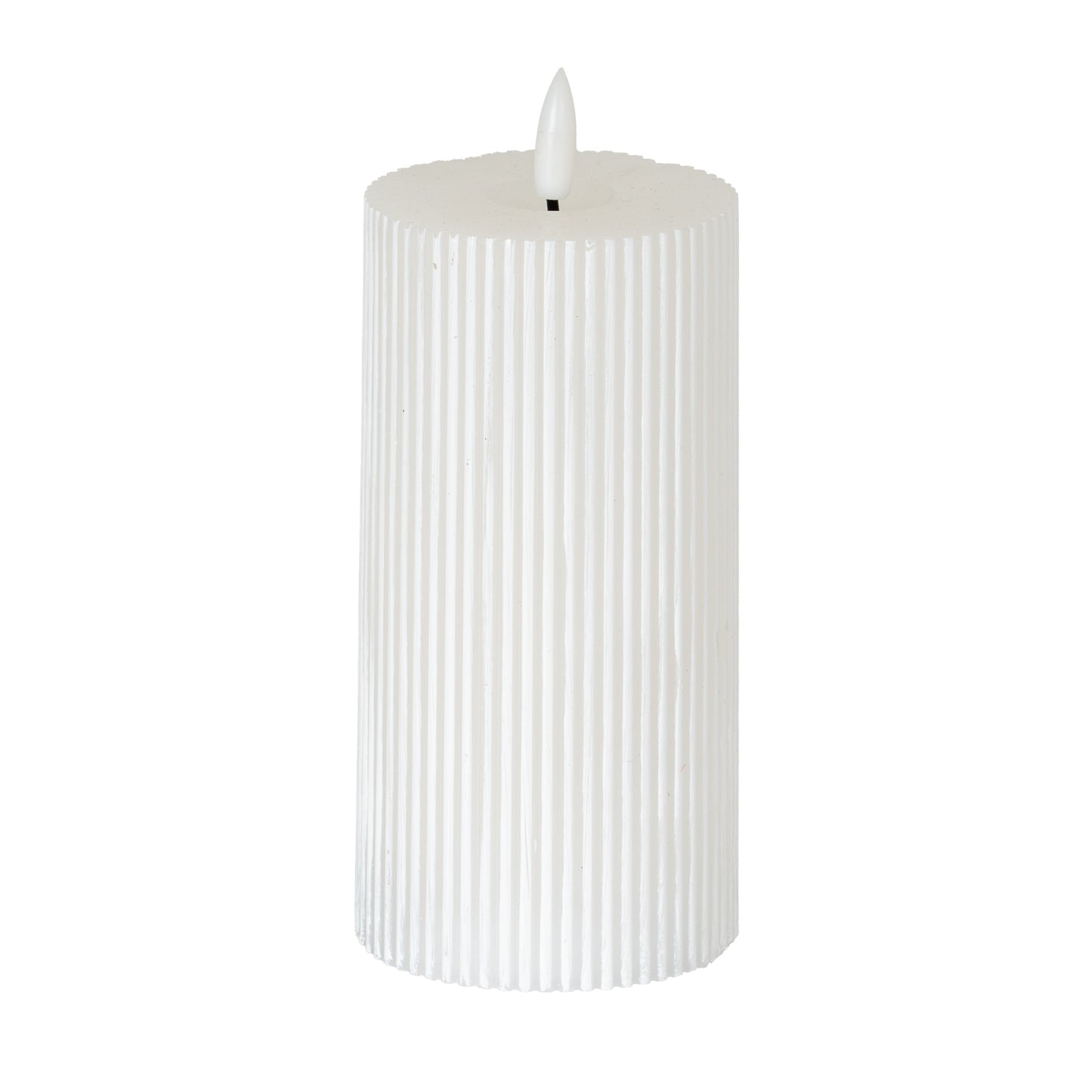 Luxe Collection Natural Glow 3x6 Textured Ribbed LED Candle - Candles from the Quanta Home collection.