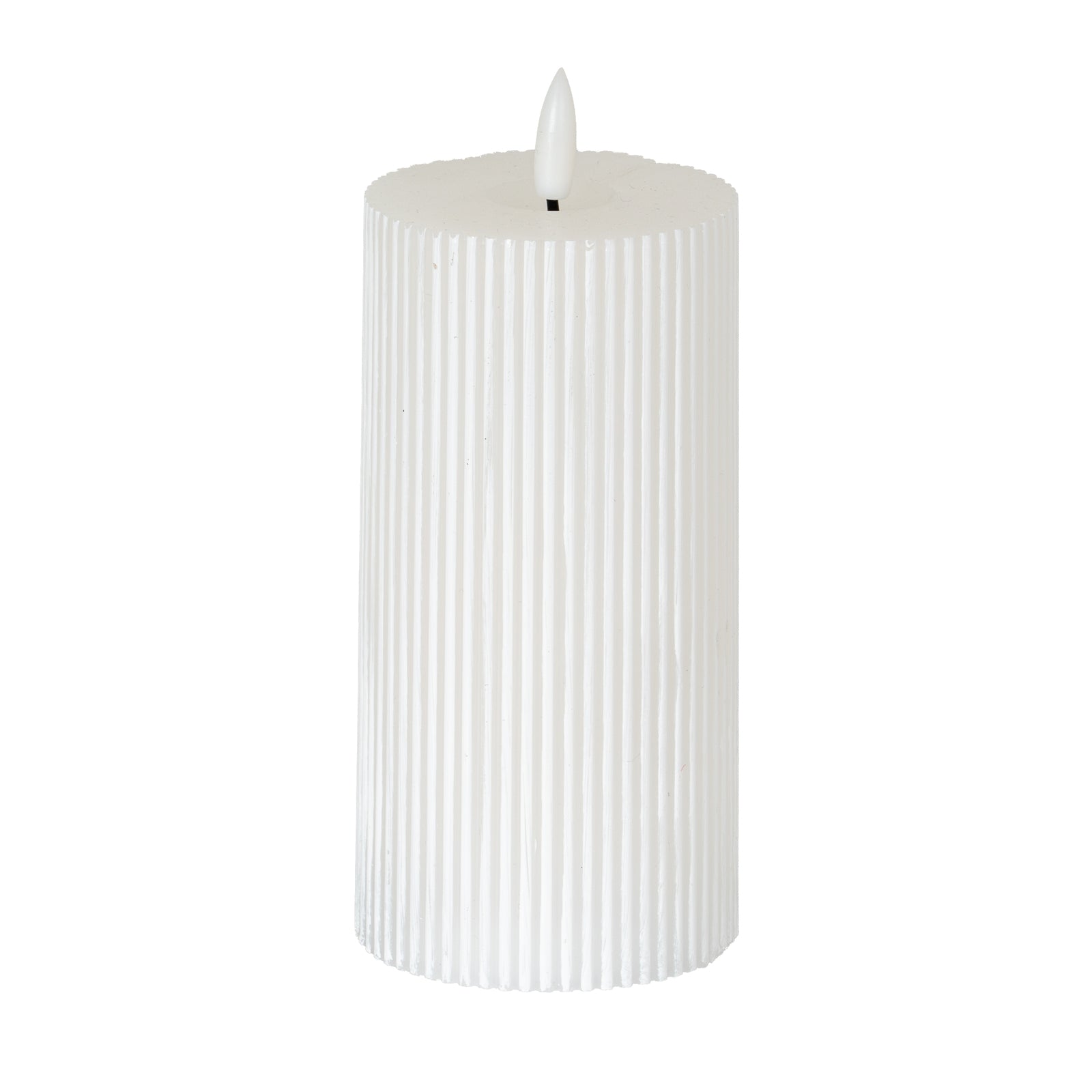 Luxe Collection Natural Glow 3x6 Textured Ribbed LED Candle - Candles from the Quanta Home collection.