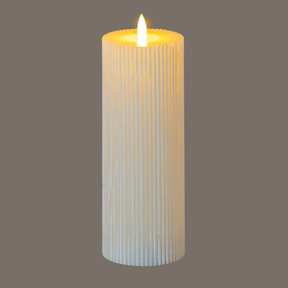 Luxe Collection Natural Glow 3x8 Textured Ribbed LED Candle - Candles from the Quanta Home collection.