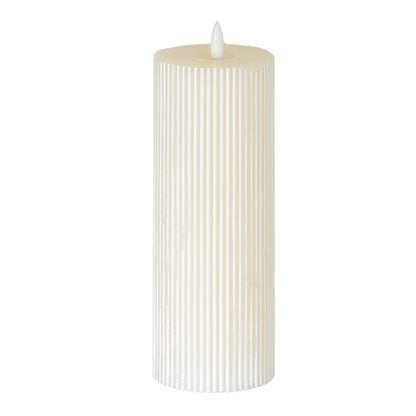 Luxe Collection Natural Glow 3x8 Textured Ribbed LED Candle - Candles from the Quanta Home collection.