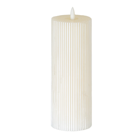 Luxe Collection Natural Glow 3.5x9 Texture Ribbed LED Candle - Candles from the Quanta Home collection.