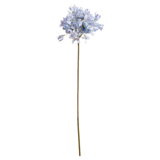 Light blue artificial Agapanthus flower with layered petals on a long stem, perfect for elegant home decor.