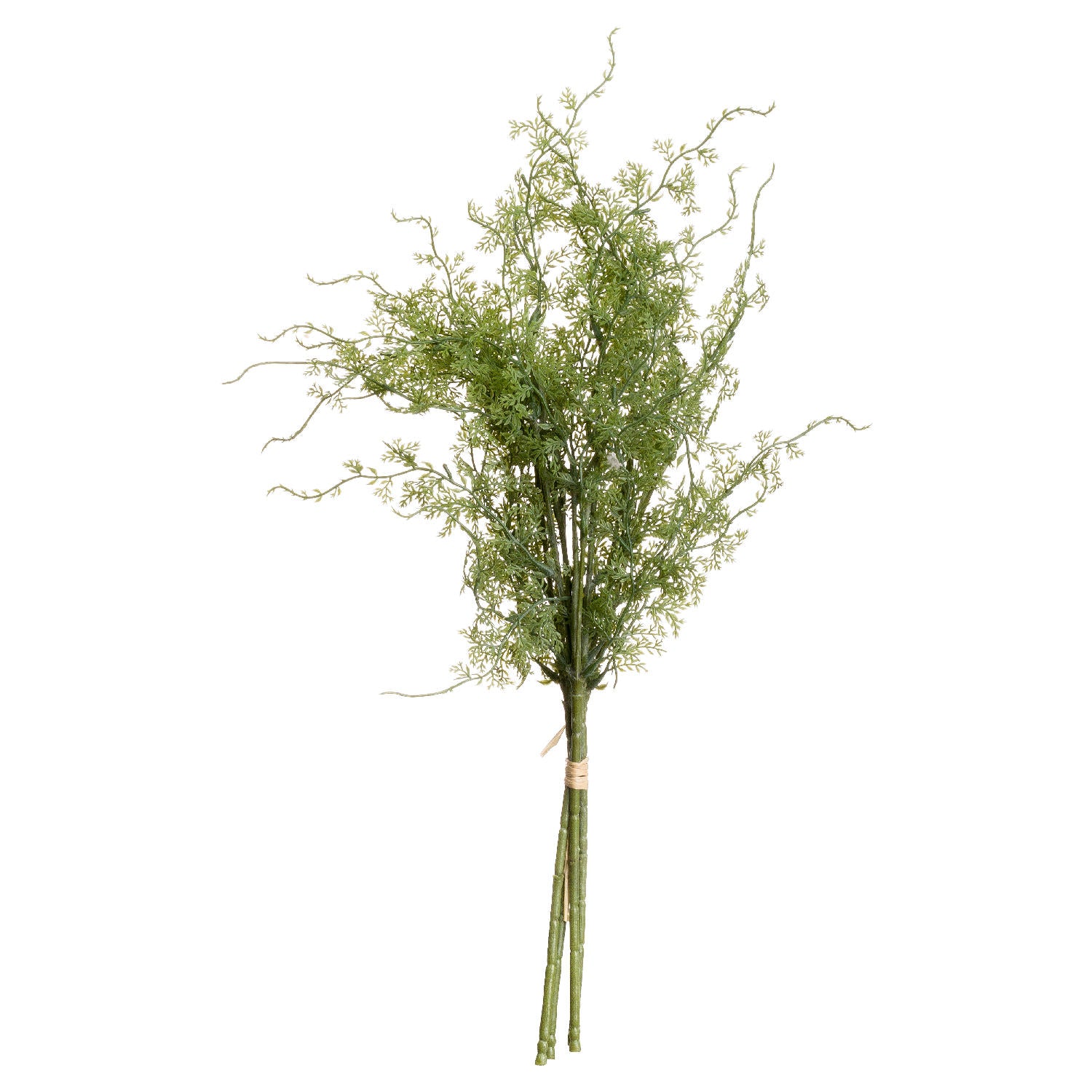 Lush, feathery green fronds form a vibrant artificial asparagus fern bunch, perfect for adding elegance to any decor style.