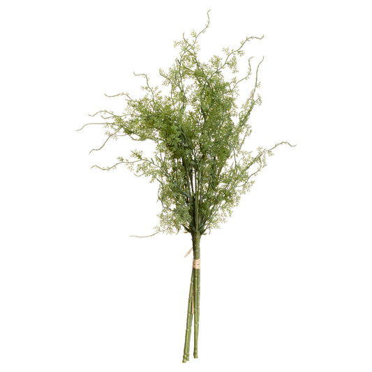 Lush, feathery green fronds form a vibrant artificial asparagus fern bunch, perfect for adding elegance to any decor style.