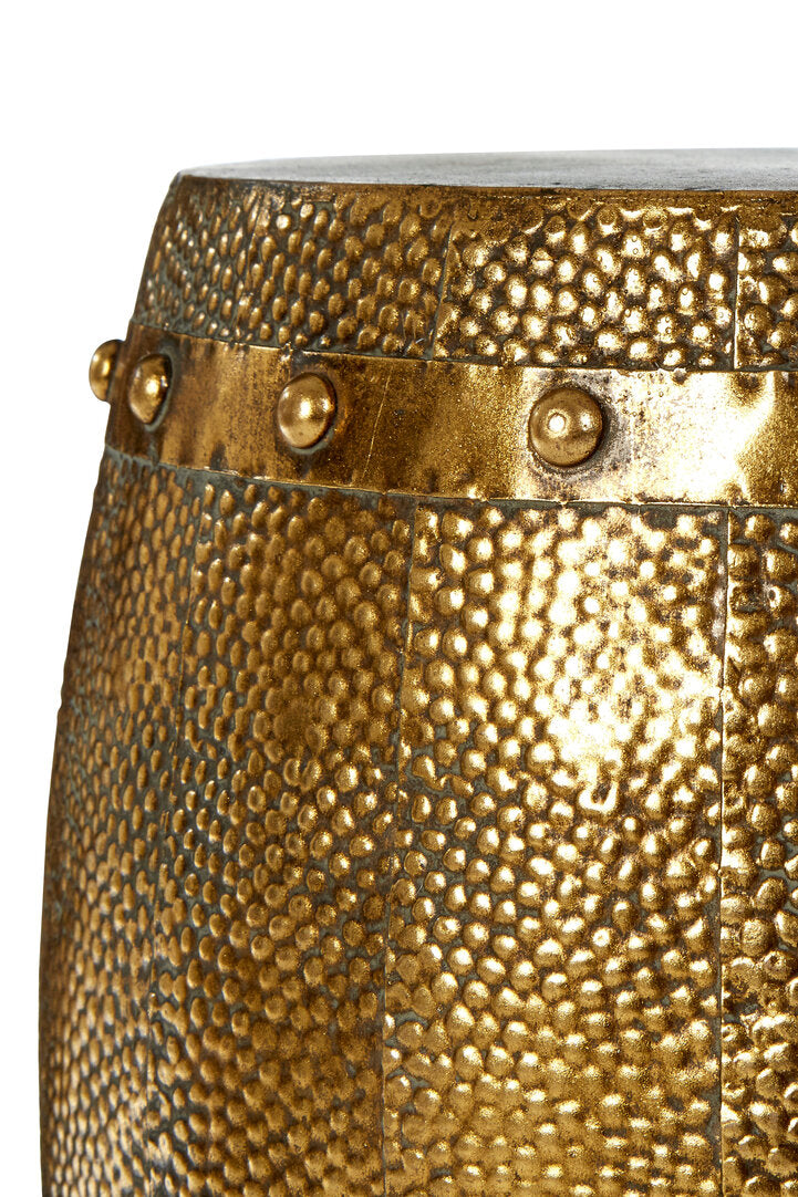 Cyrus Set of 2 Hammered Drum Stools and Tables