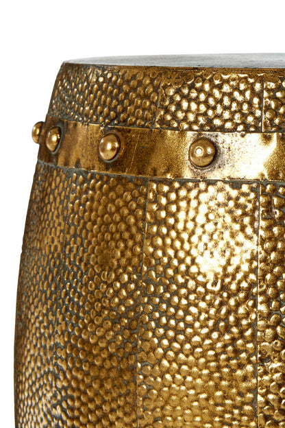 Cyrus Set of 2 Hammered Drum Stools and Tables