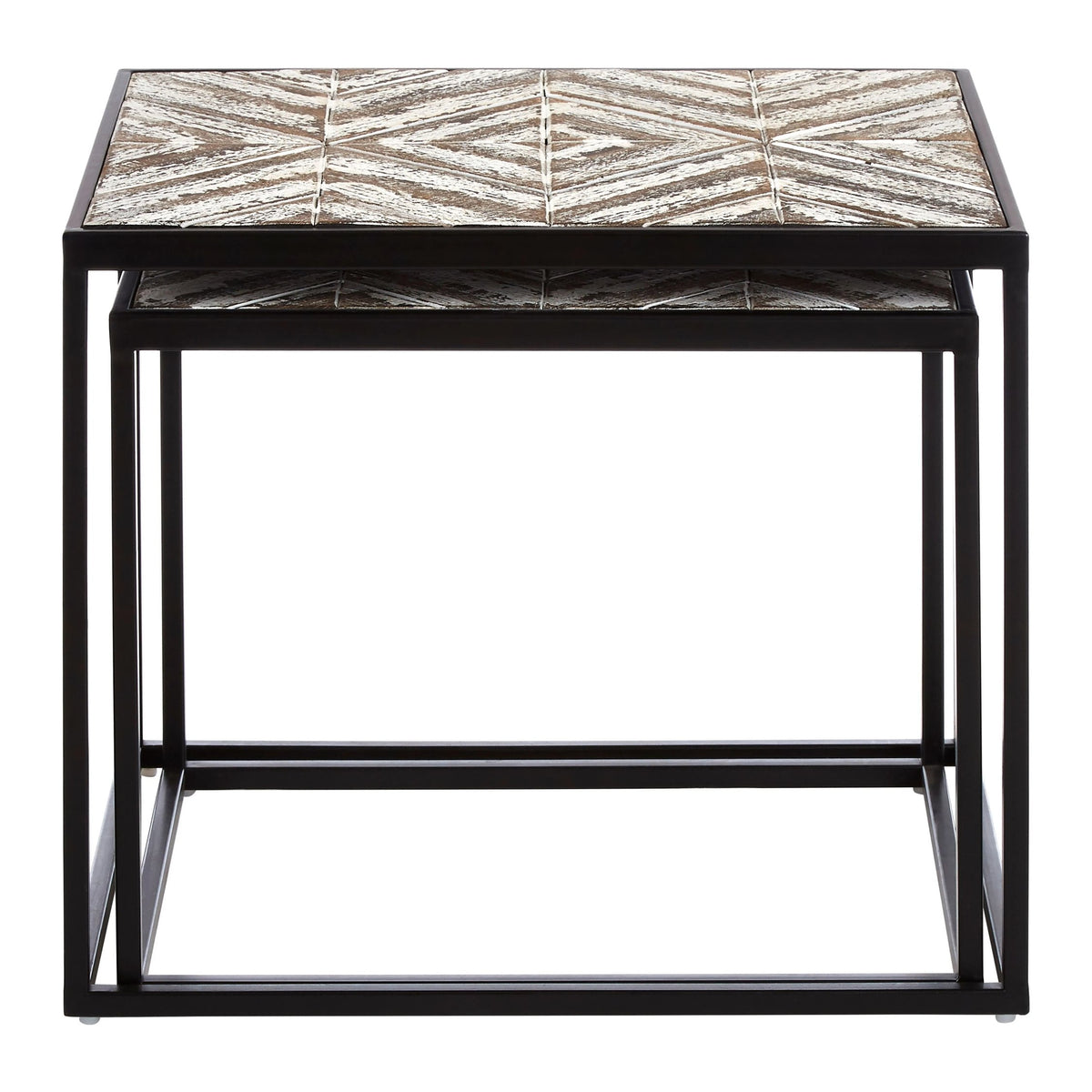 Gili Rustic Chevron Set Of 2 Side Tables