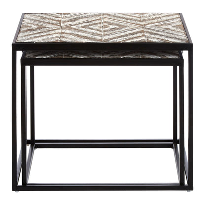 Gili Rustic Chevron Set Of 2 Side Tables