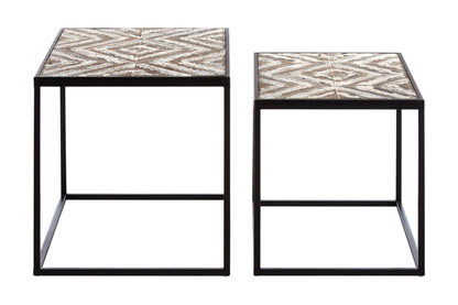 Gili Rustic Chevron Set Of 2 Side Tables
