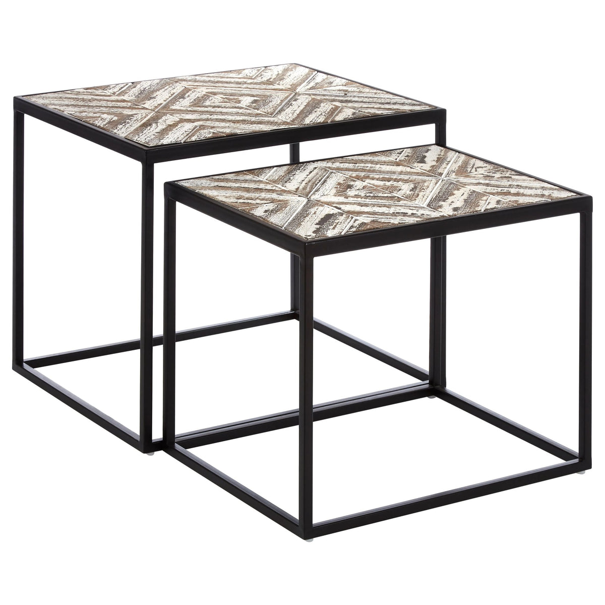 Gili Rustic Chevron Set Of 2 Side Tables