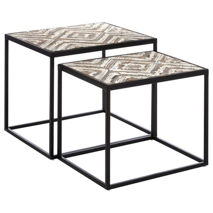 Gili Rustic Chevron Set Of 2 Side Tables