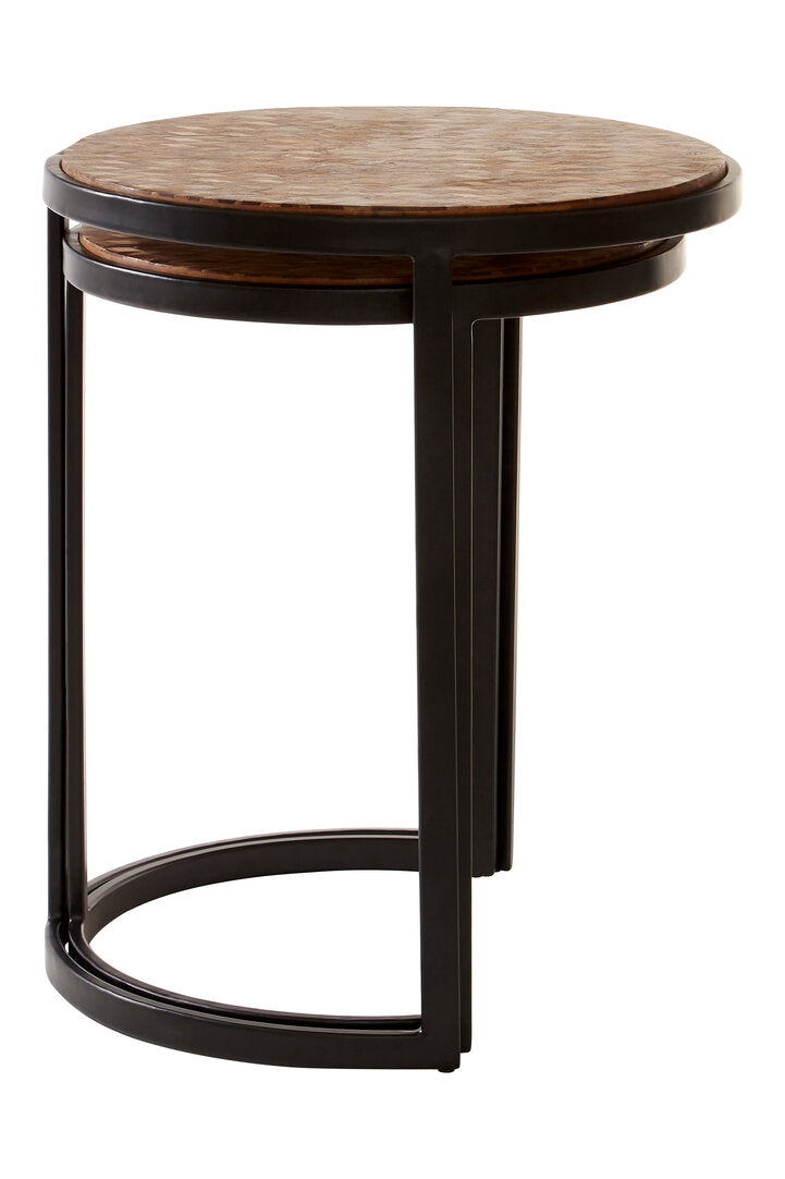 Elara Set of Two Chevron Design Nesting Tables