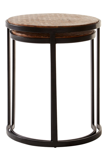 Elara Set of Two Chevron Design Nesting Tables