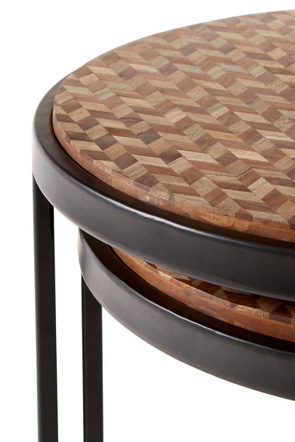 Elara Set of Two Chevron Design Nesting Tables