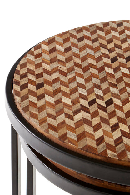 Elara Set of Two Chevron Design Nesting Tables