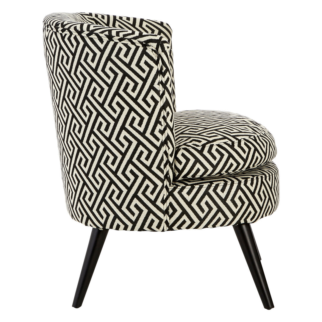 Mayfair Black And White Greek Key Round Armchair