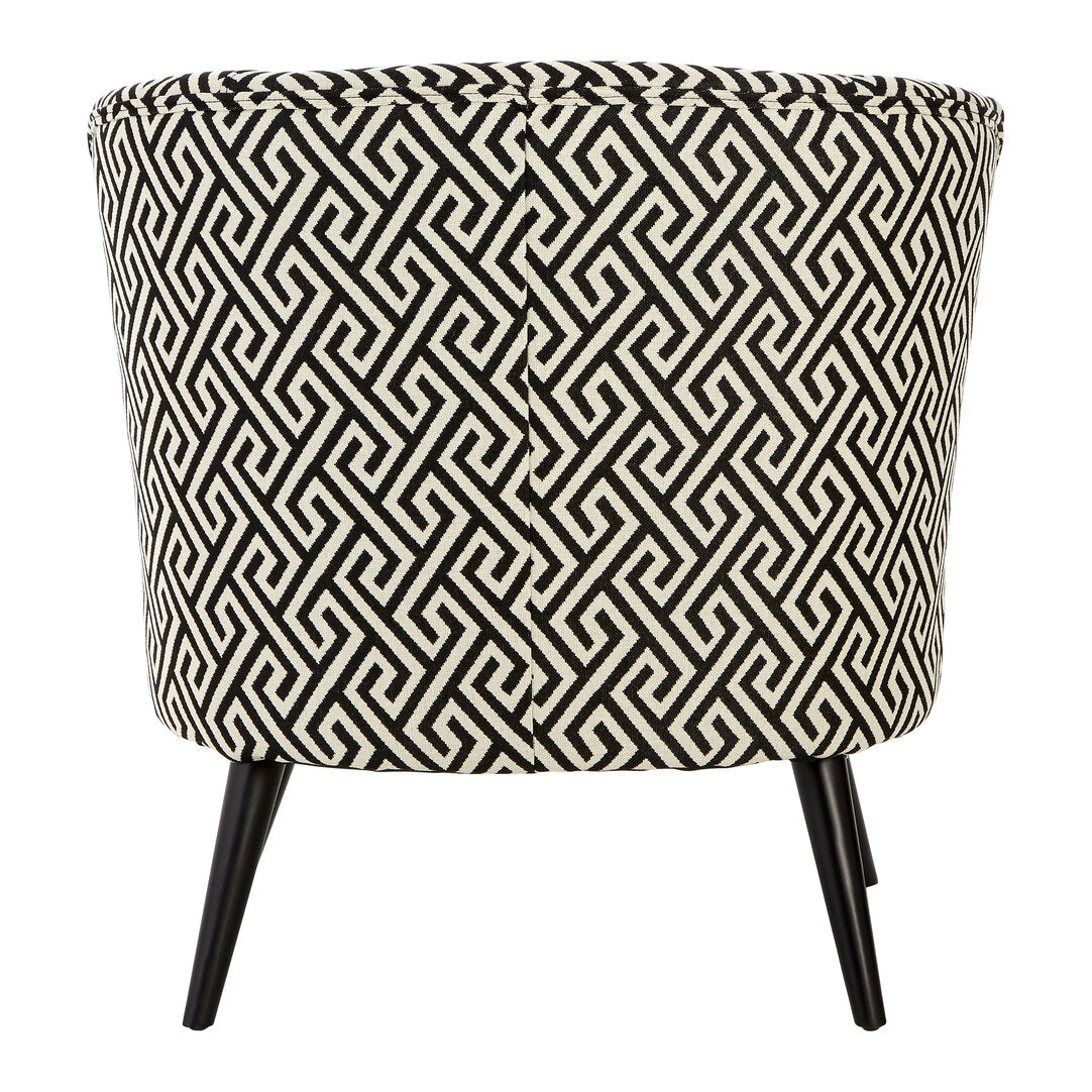 Mayfair Black And White Greek Key Round Armchair