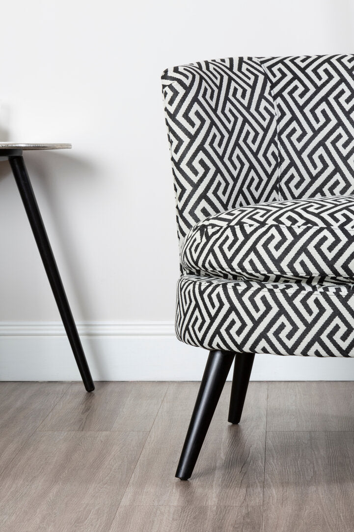 Mayfair Black And White Greek Key Round Armchair