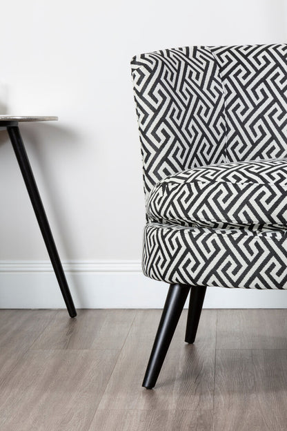 Mayfair Black And White Greek Key Round Armchair
