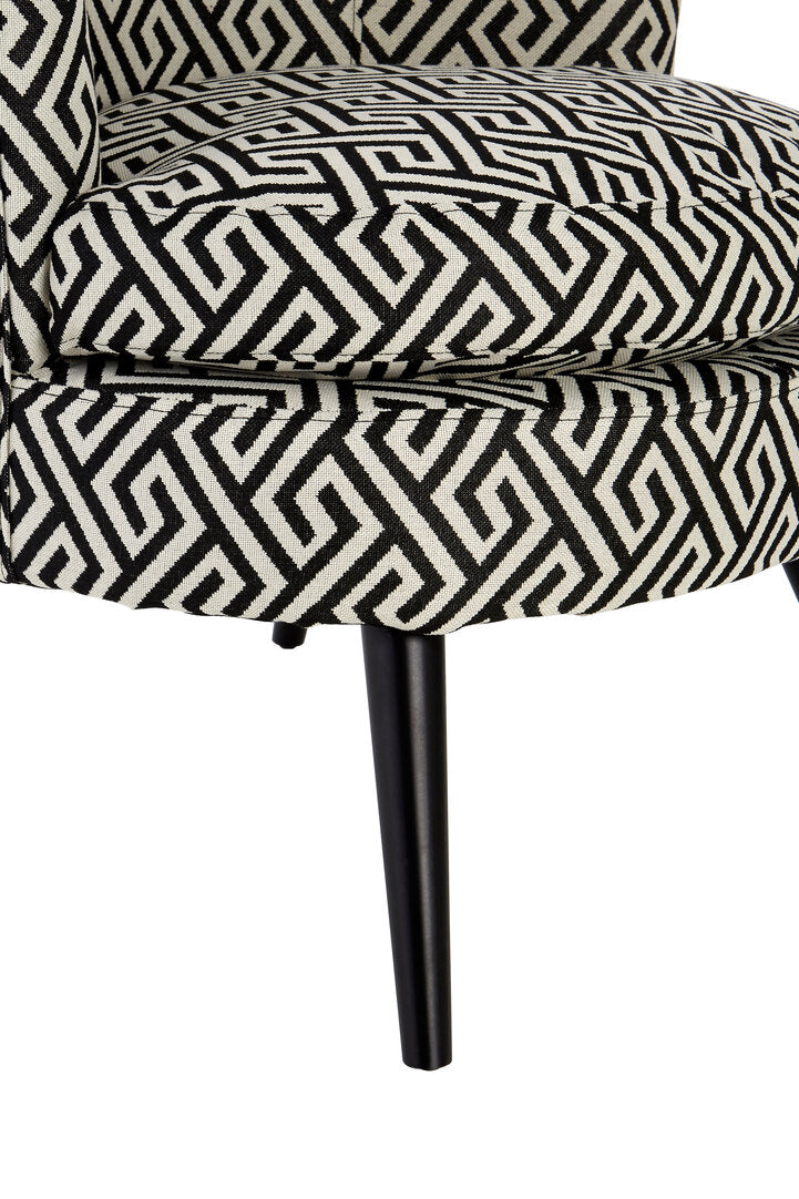 Mayfair Black And White Greek Key Round Armchair
