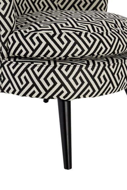 Mayfair Black And White Greek Key Round Armchair