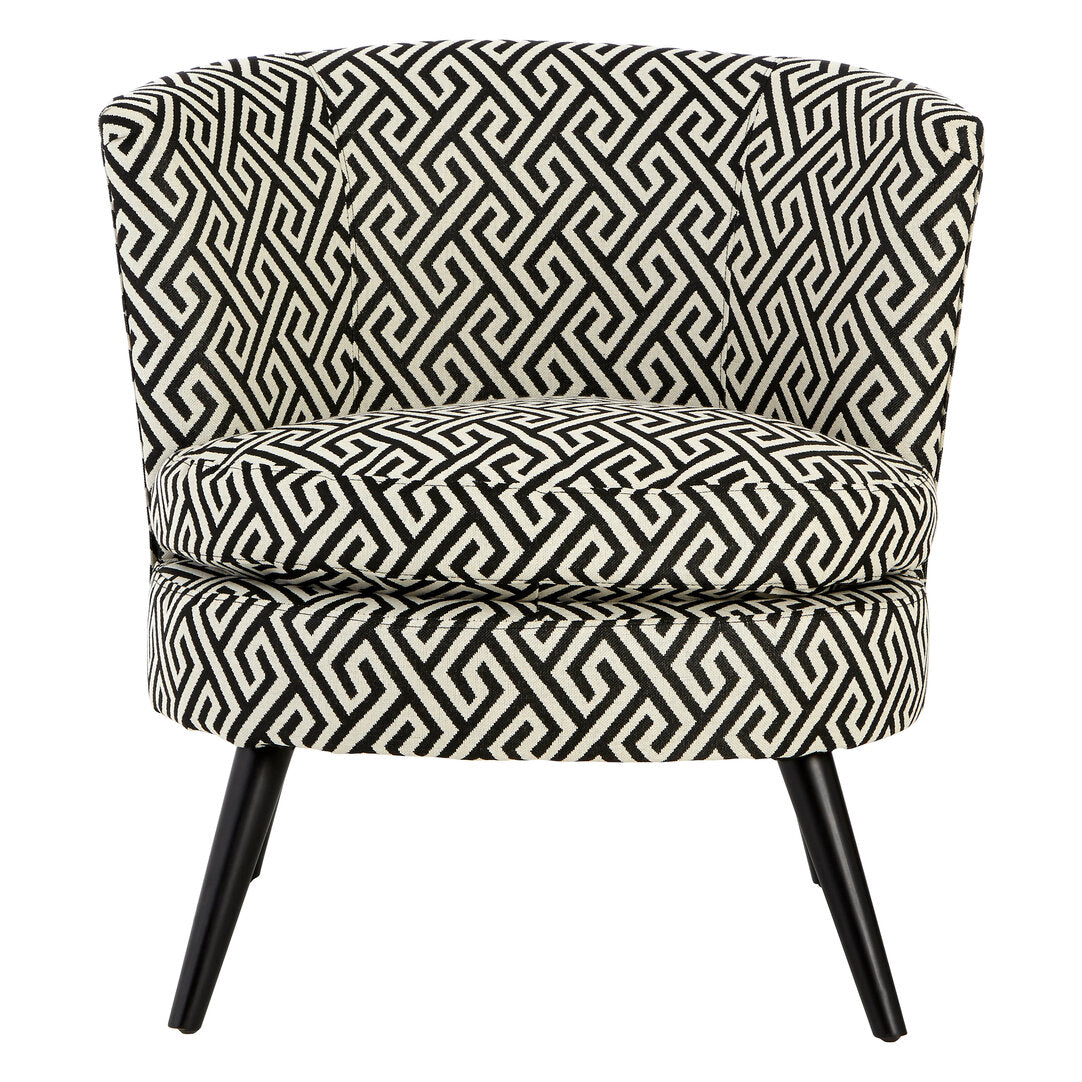Mayfair Black And White Greek Key Round Armchair
