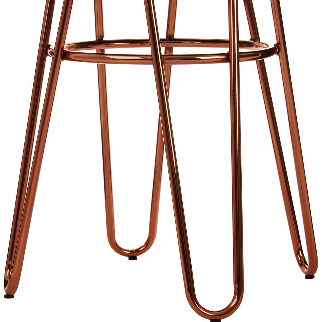 Zone Faux Fur Rose Gold Finish Stool