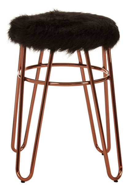 Zone Faux Fur Rose Gold Finish Stool