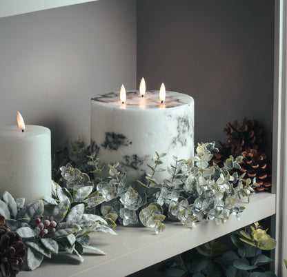 Large Frosted Eucalyptus Candle Wreath - Festive Flowers & Foliage from the Quanta Home collection.