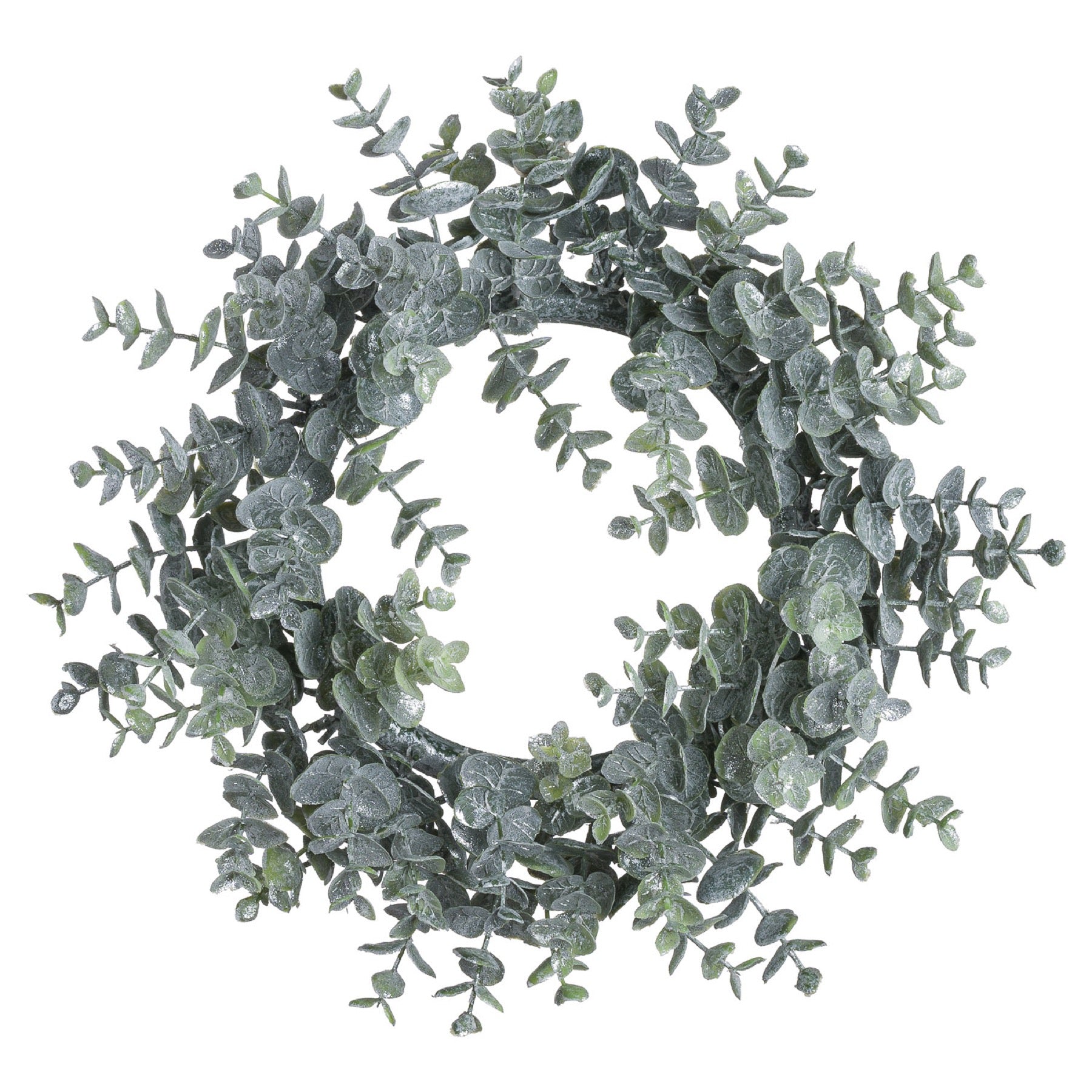 Large Frosted Eucalyptus Candle Wreath - Festive Flowers & Foliage from the Quanta Home collection.