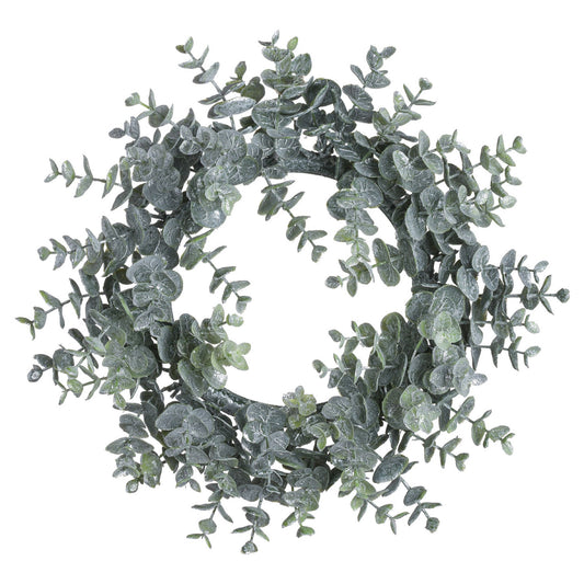 Large Frosted Eucalyptus Candle Wreath - Festive Flowers & Foliage from the Quanta Home collection.