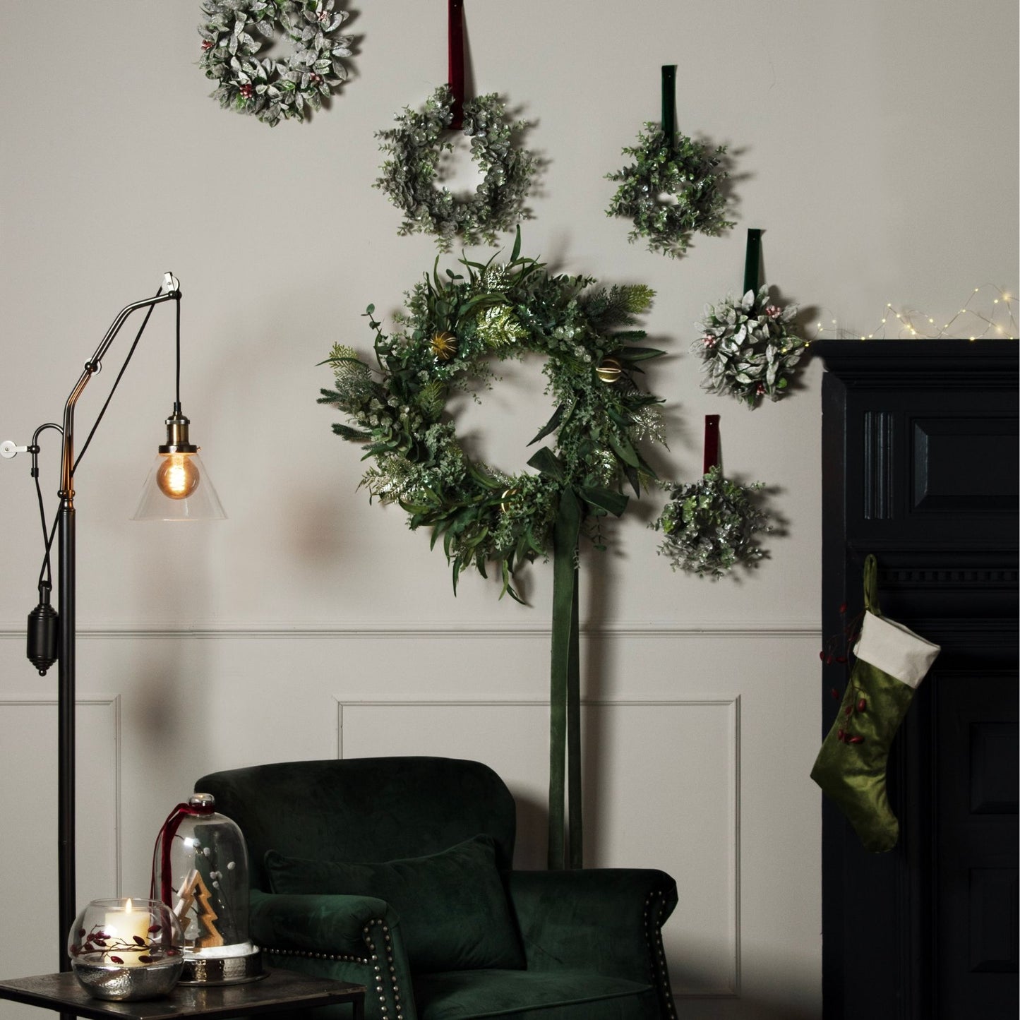 Medium Frosted Eucalyptus Candle Wreath - Festive Flowers & Foliage from the Quanta Home collection.