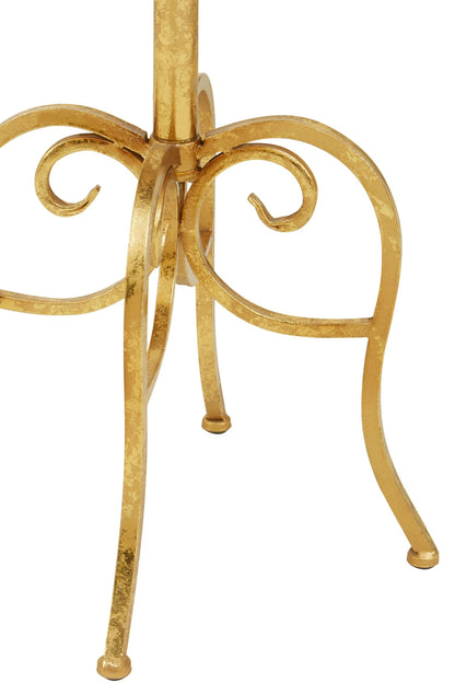Yarrow Round Side Table With Gold Frame and Black Top
