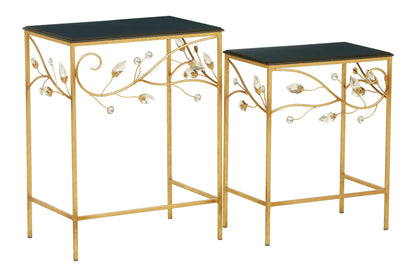 Yarrow Black and Gold Finish Set of 2 Nesting Tables