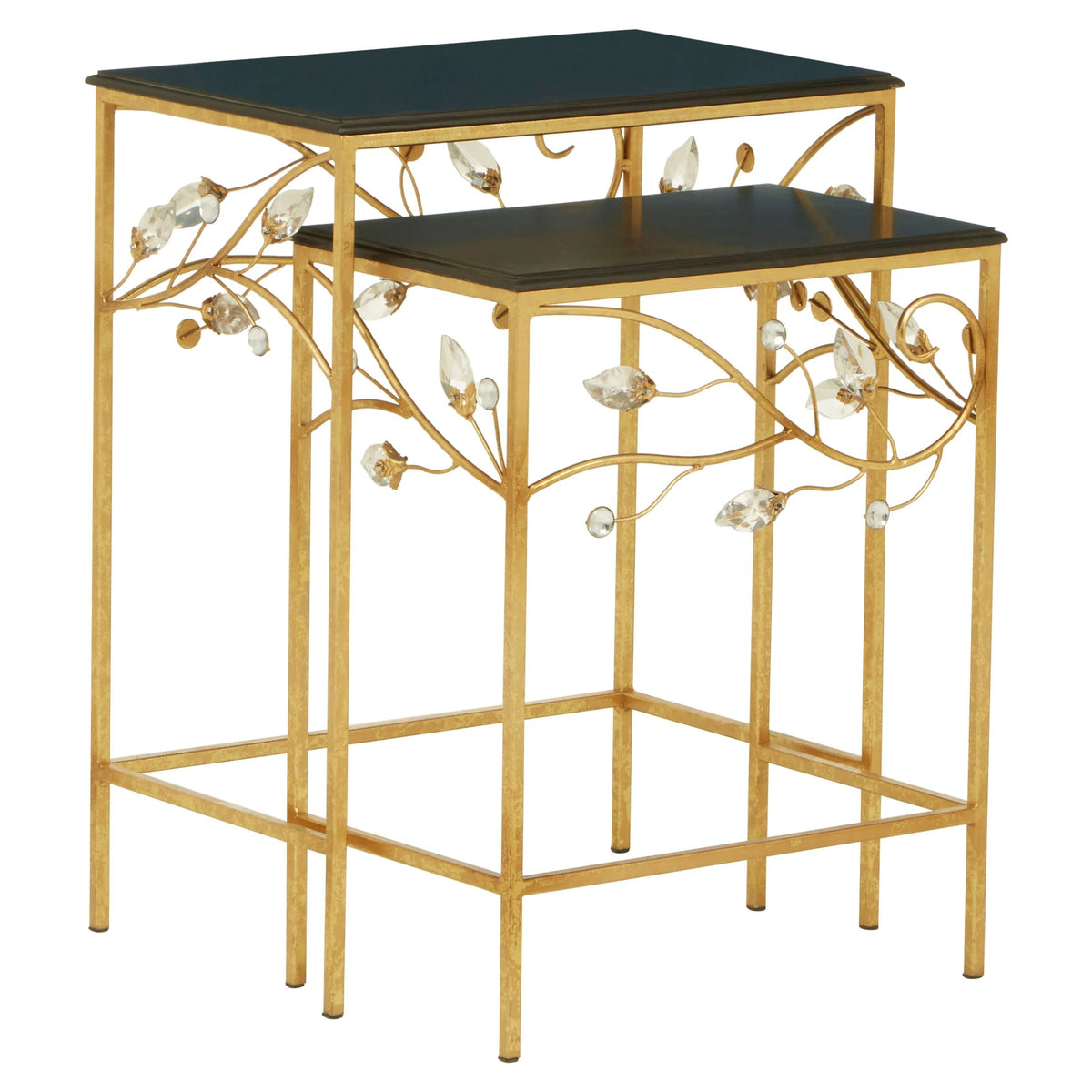 Yarrow Black and Gold Finish Set of 2 Nesting Tables