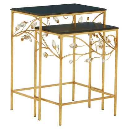 Yarrow Black and Gold Finish Set of 2 Nesting Tables