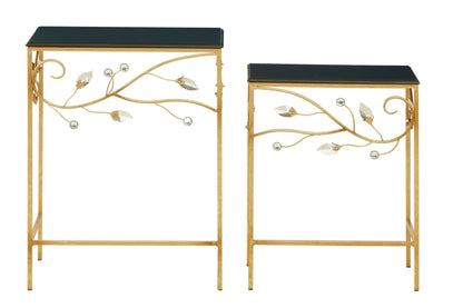 Yarrow Black and Gold Finish Set of 2 Nesting Tables