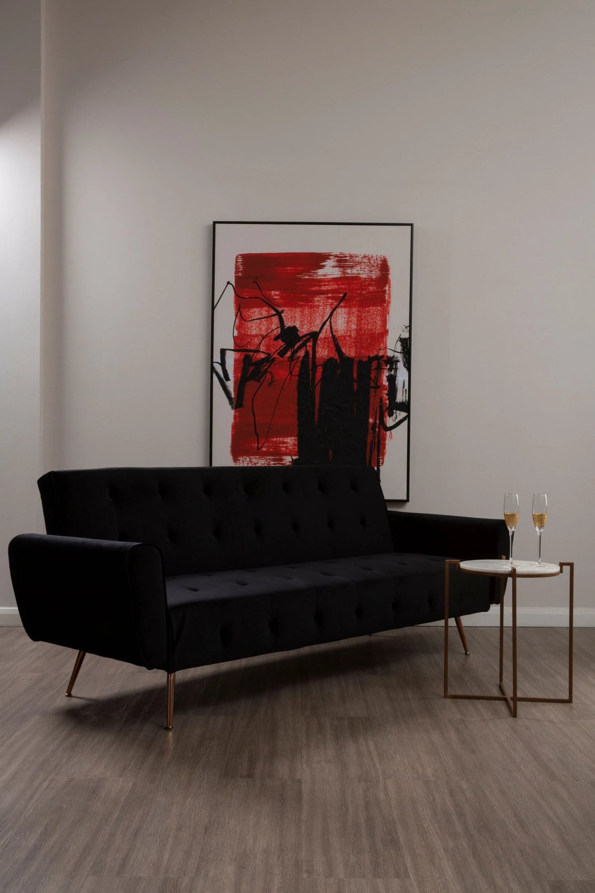 Hartley Black Velvet Sofa Bed