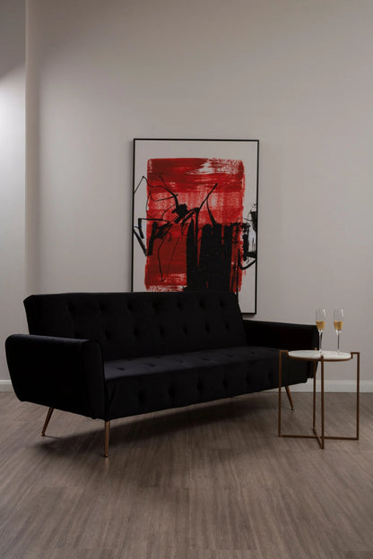 Hartley Black Velvet Sofa Bed