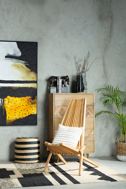 Coast Seagrass Pouffe with Black Stripes.
