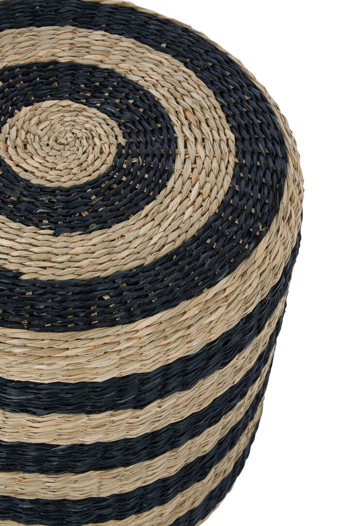 Coast Seagrass Pouffe with Black Stripes.