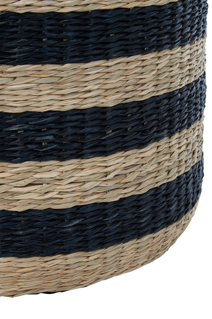 Coast Seagrass Pouffe with Black Stripes.