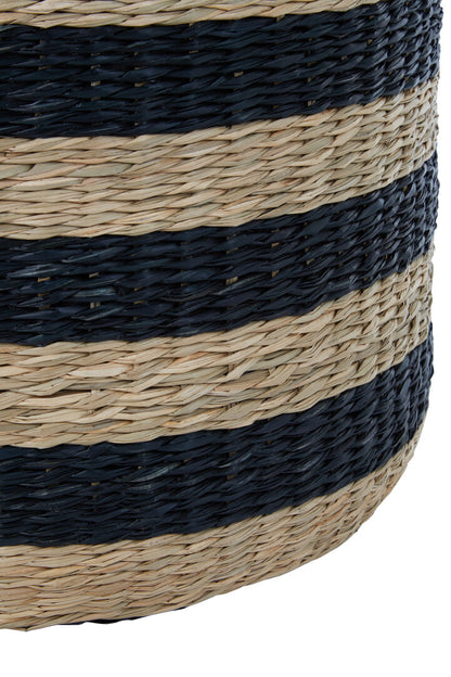 Coast Seagrass Pouffe with Black Stripes.