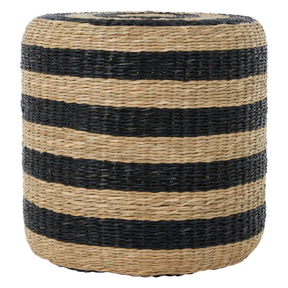 Coast Seagrass Pouffe with Black Stripes.