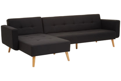 Roskilde Black Linen Corner Sofa Bed