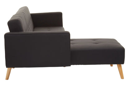 Roskilde Black Linen Corner Sofa Bed
