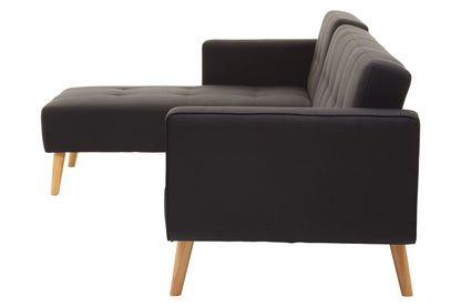 Roskilde Black Linen Corner Sofa Bed